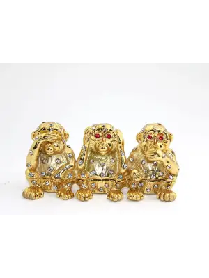 Swarovski Taşlı 3lü Maymun Seti