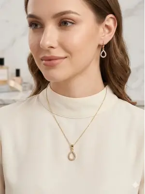 IEG - Taşlı Yağmur Damlası Set