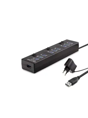 Usb Hub 10*Usb 1M Siyah ( Güç Adaptörlü) HDX7005