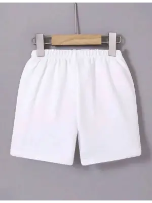 iegiyim™ Kadın Beli Lastikli Baskılı Mini Şort - Beyaz