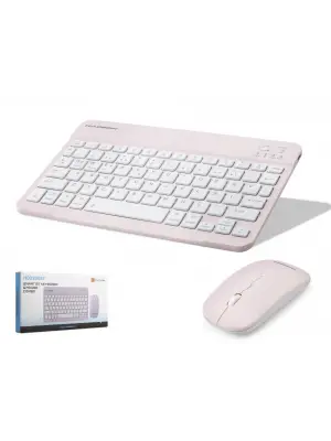 Kablosuz Bluetooth Smart Klavye Mouse Seti Şarjlı 1600 Dpi Pembe HDX2508P
