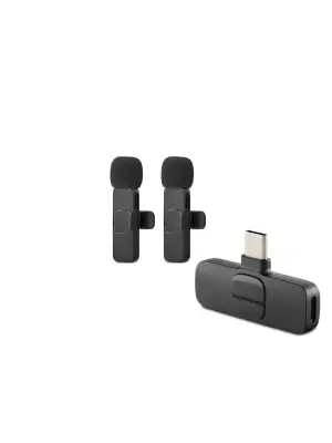 Kablosuz Çift Mikrofon Type-C Siyah HDX2788