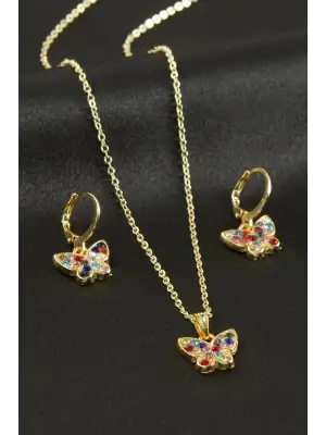Kelebek Taşlı Set Kolye