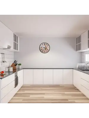 Krem 36 Cm Dekoratif Mutfak Duvar Saati