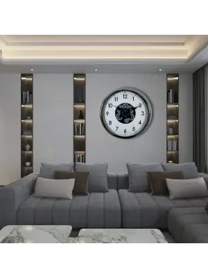 Krom Şıklık Sade 60 Cm Çarklı Duvar Saati