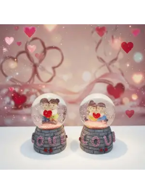 Love Tasarımlı Işıklı Mini Kar Küresi