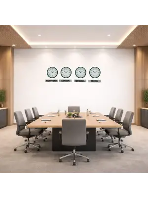 Modern Yeşil 36 Cm 4 lü Tabelalı Dünya Saatleri