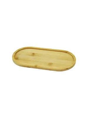Oval Ahşap Bambu Yağdanlık Altlık 12x23cm