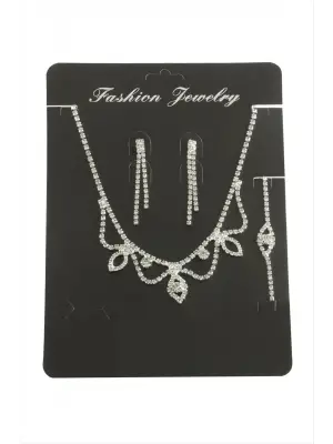 Oval Taşlı Set Kolye