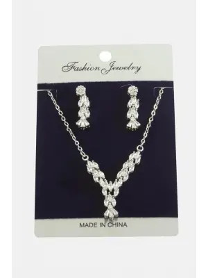 Oval Zirkon Taşlı Set Kolye