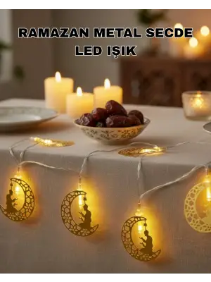 Ramazan Temalı Ay İçinde Secde Eden Adam Led Peri Işığı