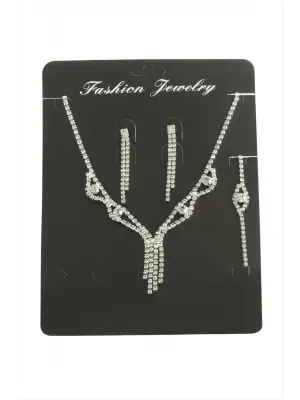 Sallantılı Taşlı Set Kolye