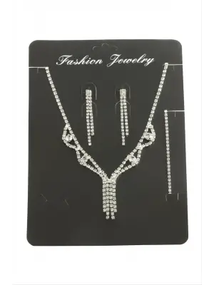 Sallantılı Taşlı Set Kolye