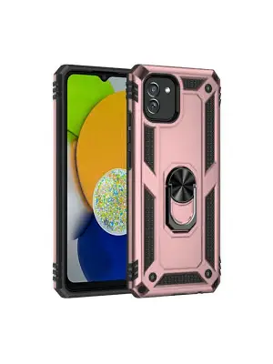 Samsung Galaxy A03 Kılıf Sofya Yüzüklü Silikon Kapak - Rose