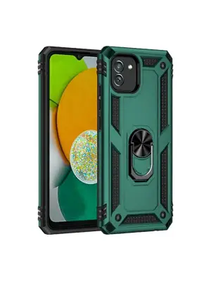 Samsung Galaxy A03 Kılıf Sofya Yüzüklü Silikon Kapak - Yeşil