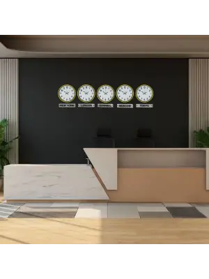 Sarı Tabelalı 5 li 36 Cm Dünya Saatleri