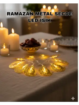 Secde Eden Adam Figürlü Ay Tasarımlı Ramazan Led Işık