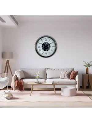 Silver Empire 60 Cm Çarklı Krom Duvar Saati