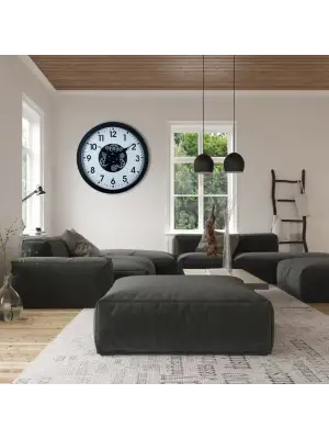 Siyah Standart 60 Cm Çarklı Duvar Saati