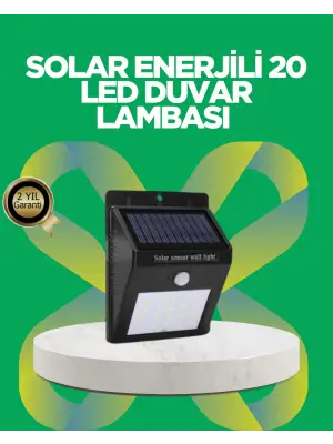 Solar Enerjili 20 Led Hareket Sensörlü Duvar Lambası