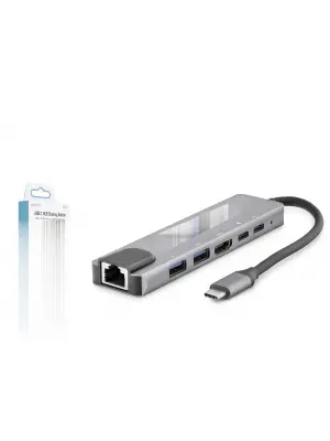 Type-C Combo Hub Hdmi 4K Usb 3.0 Lan 6 Port - Gri HDX7791