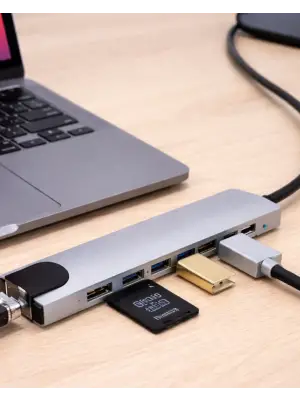 Usb C Çoklu Port Adaptör Hdmı Usb Ethernet Sd Kart Hub