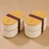 2li 1000ml Ahşap Kapaklı Lunch Box Set Bambu Diyet Yemek Kabı Saklama Kutusu Öğle Yemeği Kutusu