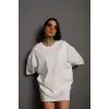 24/1 Düz A Kalite Oversize T-shirt - Beyaz