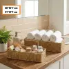 2’li Duvar Askılı Plastik Rattan Organizer – Dikdörtgen Hasır Görünümlü Mutfak Raf Sepeti, Banyo Ve Ev İçi Düzenleme Ünitesi