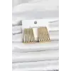316L Çelik Gold Renk Çizgili Plaka Model Kadın Küpe