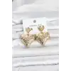 316L Çelik Gold Renk Kalp Model Kadın Küpe