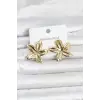 316L Çelik Gold Renk Lotus Çiçeği Model Kadın Küpe