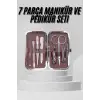 7 Parça Paslanmaz Çelik Manikür Ve Pedikür Seti Çantalı Profesyonel