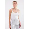 918 İp Askılı Crop Top - Beyaz