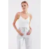 918 İp Askılı Crop Top - Beyaz