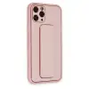 Apple İphone 11 Pro Max Kılıf Coco Deri Standlı Kapak - Pembe