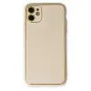 Apple İphone 12 Kılıf Coco Deri Silikon Kapak - Gold