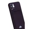 Apple İphone 12 Kılıf Kelvin Kartvizitli Silikon - Derin Mor