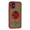 Apple İphone 12 Mini Kılıf Montreal Yüzüklü Silikon Kapak - Kırmızı