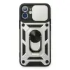 Apple İphone 12 Mini Kılıf Pars Lens Yüzüklü Silikon - Gümüş
