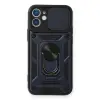 Apple İphone 12 Mini Kılıf Pars Lens Yüzüklü Silikon - Lacivert