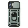 Apple İphone 12 Mini Kılıf Pars Lens Yüzüklü Silikon - Yeşil
