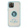 Apple İphone 12 Pro Max Kılıf Montreal Yüzüklü Silikon Kapak - Buz Mavi