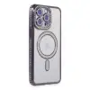 Apple İphone 14 Pro Kılıf Joke Simli Magneticsafe Kılıf - Derin Mor