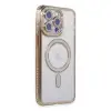 Apple İphone 15 Pro Max Kılıf Joke Simli Magneticsafe Kılıf - Gold