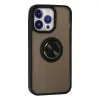 Apple İphone 15 Pro Max Kılıf Montreal Yüzüklü Silikon Kapak - Siyah