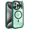 Apple İphone 15 Pro Max Kılıf Teleskop Lens Magsafe Silikon Kapak - Koyu Yeşil