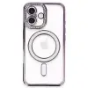 Apple İphone 16 Plus Kılıf Joke Simli Magneticsafe Kılıf - Derin Mor