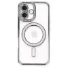 Apple İphone 16 Plus Kılıf Joke Simli Magneticsafe Kılıf - Gri