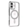 Apple İphone 16 Plus Kılıf Joke Simli Magneticsafe Kılıf - Gümüş